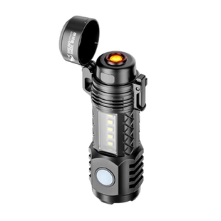 电热丝打火机手电筒多功能防水强光充电户外点烟器应急照明便携款