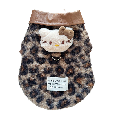 甜辣豹纹~宠物狗衣服冬装泰迪小鹿犬吉娃娃棉服外套法斗衣服皮衣