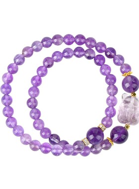 紫水晶九尾狐双圈手链新中式女士