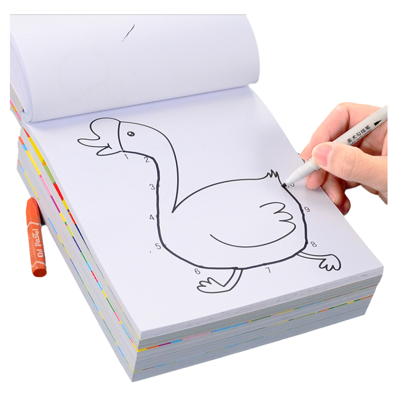 数字连线画图控笔训练幼儿园小中班临摹专注力儿童涂色画画描绘本