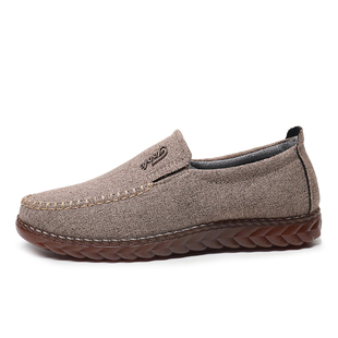 老北京布鞋男鞋春秋透气舒适亚麻一脚蹬防滑软底休闲中老年爸爸鞋