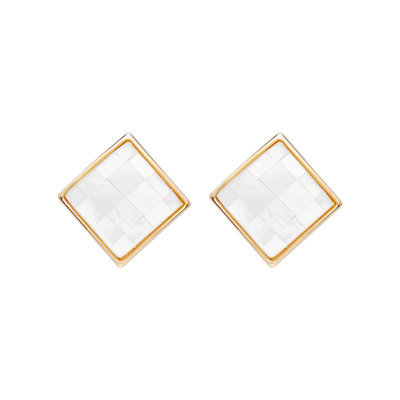 法式复古贝母耳环高级感菱形耳钉