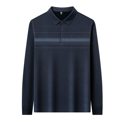 罗蒙冬季加厚一体绒翻领t恤男士