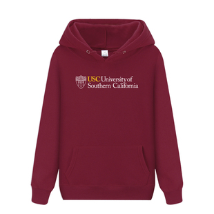 USC美国南加州大学校服卫衣套头连帽欧美简约学生秋冬季加绒外套