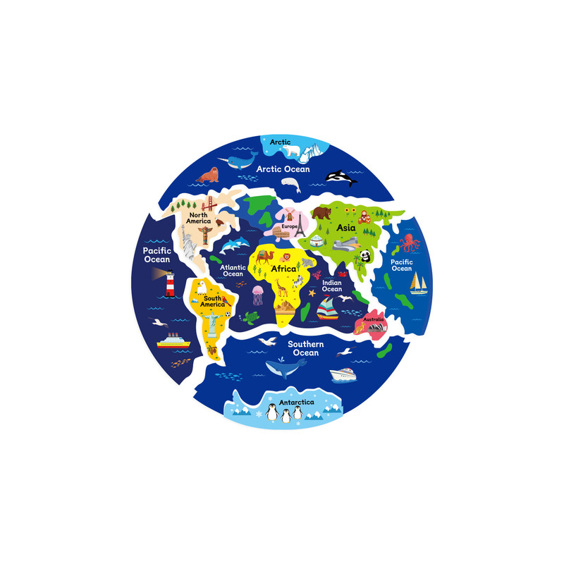 七大洲四大洋拼图玩具益智3到6岁儿童早教英语单词世界地理地图