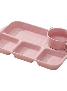 陶瓷分格餐盘大人家用减脂月子餐分隔食堂孕妇儿童早餐分餐盘餐具