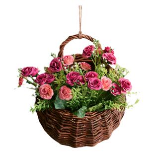 手工编织墙面壁挂花盆室内客厅田园家居柳编草编装饰花篮半圆挂盆