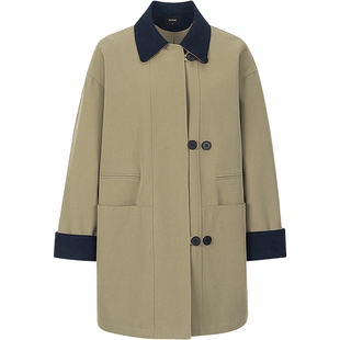 KBNE巴恩风卡其色风衣女小个子2026春季新款气质英伦宽松中长外套