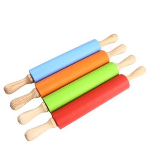硅胶走锤滚轴擀面杖不粘面板烘焙工具幼儿园儿童塑料家用小擀面棍