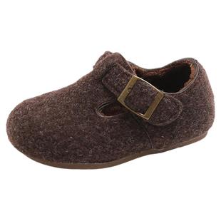 儿童勃肯鞋2025冬季新款女童加绒棉鞋女孩二棉毛毛鞋软底豆豆鞋潮