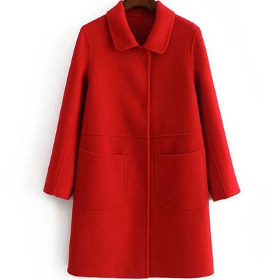 中长款修身娃娃领双面羊绒大衣
