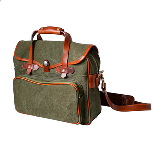 牛爷!美式复古重磅帆布头层牛皮超大容量单肩斜跨男邮差包电脑包