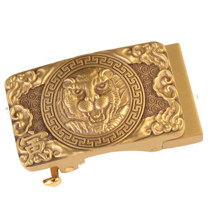 实心黄铜生肖自动扣皮带头卡槽裤腰带扣男士属相马皮带卡子35mm