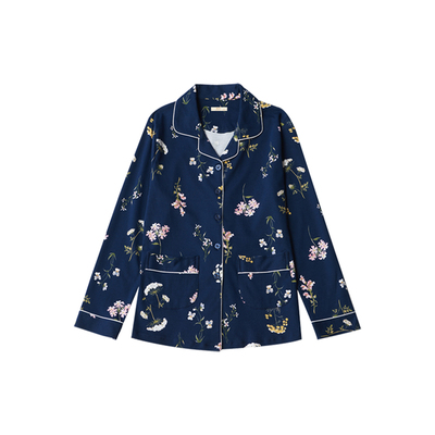 睡衣女春秋纯棉长袖碎花单件上衣