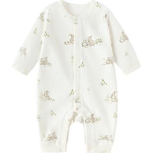 babylove婴儿连体衣春秋纯棉长袖宝宝打底居家睡衣新生儿哈衣爬服