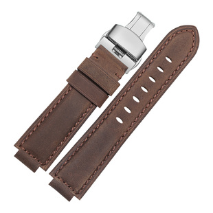 适配TIMEX天美时航海家真皮表带男潮汐T2N721/720磨砂棕色牛皮带