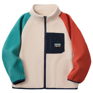 柠檬宝宝摇粒绒外套儿童秋装男童内胆上衣女童百搭小立领内搭童装