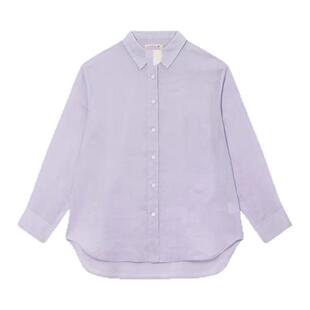 it :orange forest苎麻平纹长袖衬衫女 夏季新款通勤衬衣外套上衣