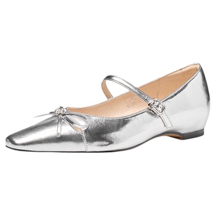 色非银色内增高玛丽珍鞋女2026新款春季法式浅口一字扣带芭蕾单鞋