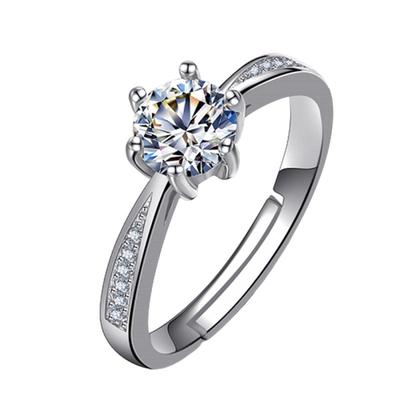 银柏饰方糖戒指时尚仿真莫桑钻戒