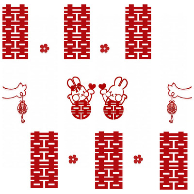 衣柜门立柜喜字婚房装饰布置套装