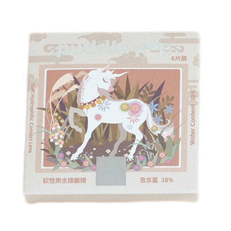 PUDDLE POP独角兽摩斯密码自然大小直径彩色美瞳隐形眼镜月抛6片