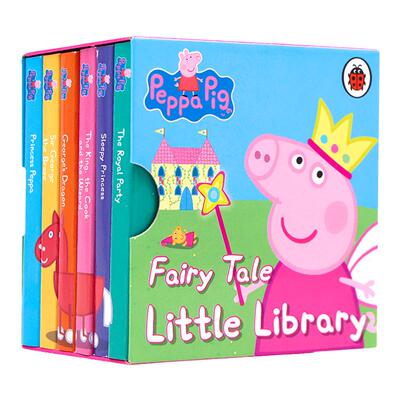 小猪佩奇童话小小图书馆6册纸板书盒装 英文原版绘本 Peppa Pig Fairy Tale Little Library 粉红猪小妹手掌书 英语启蒙认知
