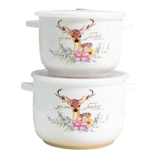 大号陶瓷碗带盖保鲜盒冰箱微波炉汤碗饭盒保鲜碗便当盒泡面碗包邮