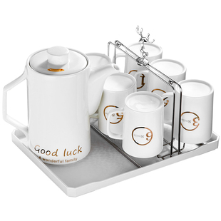 水杯礼盒套装送礼鎏金数字区分家用杯子水具高级感泡茶耐高温陶瓷