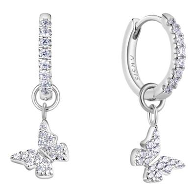 ARSIS银饰幸运符号星悦蝴蝶耳圈