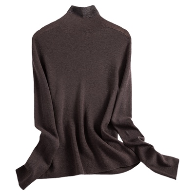 温尔家 48支超细羊毛自由领无缝一体打底衫毛衣女秋季针织衫女装