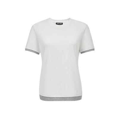 vq区绫致Vero ModaT恤女夏季新款含棉圆领撞色修身显瘦上衣