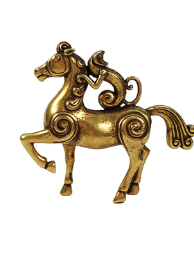 黄铜实心马上封侯猴子把玩小摆件