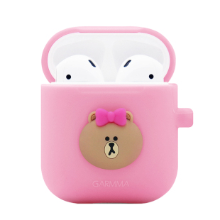 LINE FRIENDS 布朗熊苹果Airpods无线蓝牙耳机收纳挂式硅胶保护套