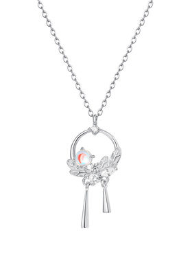 S999纯银月光石繁花项链女