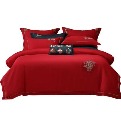 水星家纺60支长绒棉婚庆四件套