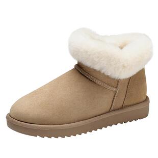 足力健年轻款加绒保暖雪地靴女靴冬季防滑棉鞋加厚羊毛短靴一脚蹬