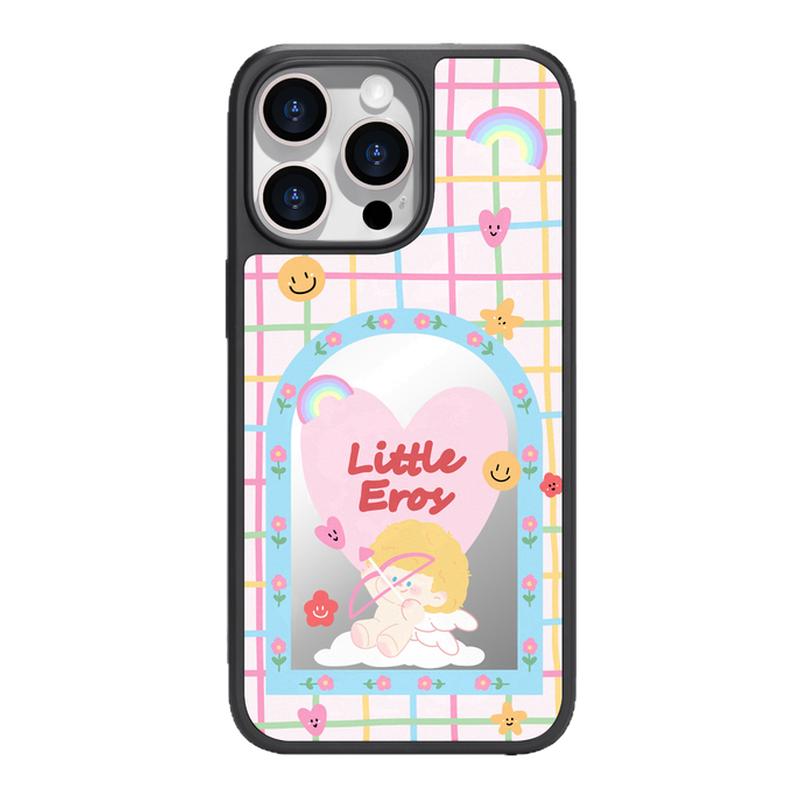 benefit彩色格纹爱心小天使17适用于iphone16promax苹果15PRO镜面磁吸手机壳13新款14小米15PRO防摔三星S25