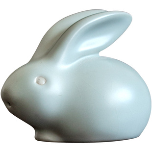 汝窑兔子茶宠可养开片精品卯兔茶玩茶道配件陶瓷玉兔汝道茶具摆件