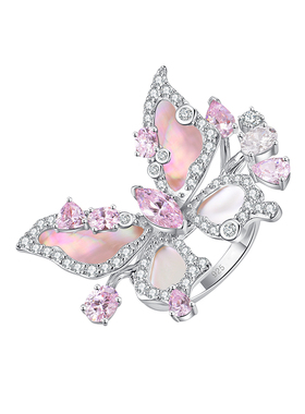 MONICONIC皓石蝴蝶戒指女925银