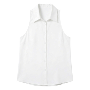 Casual lapel sleeveless bottom shirt    休闲翻领无袖打底衬衫