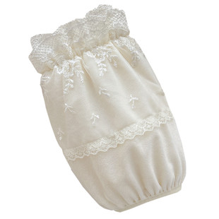 袖套女2025新款高端洋气蕾丝绒布防脏护袖短米白色羽绒服套袖秋冬