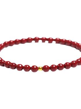 朱砂官方旗舰店天然新款晶战紫金砂平安圆珠手串本命年手链