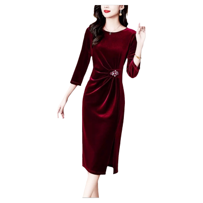 金凯茜礼服修身裙丝绒优雅气质