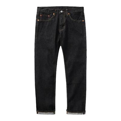 【定制裤长】26年新款水洗黑直筒牛仔裤男款夏休闲宽松九分裤子