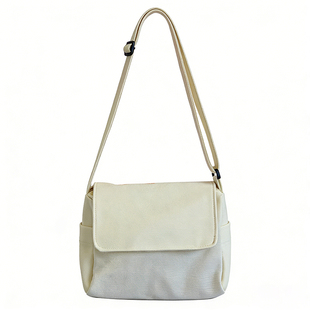 通勤帆布包韩国纯色简约百搭邮差包日系ins小众复古少女斜挎包包