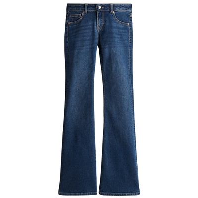 HM女装牛仔裤春季微紧身牛仔裤低腰喇叭复古水洗牛仔裤1239854