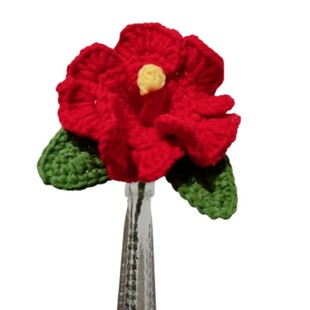 原创手工钩织情人节以爱bkpp周边扶桑花朵发簪挂件毛线材料包成品