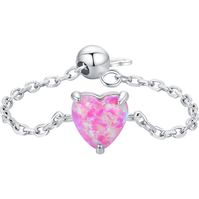 纯银几何澳宝可调节食指戒