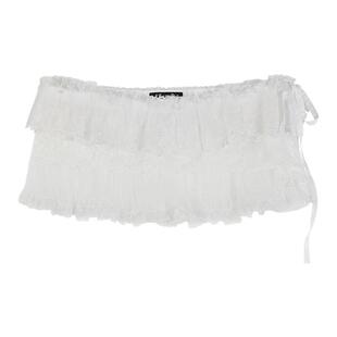 ALazyPig蕾丝蛋糕短裙女秋季新品白色辣妹甜系下摆叠穿迷你短裙